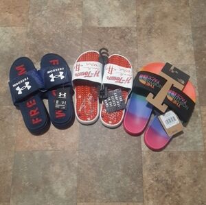 New!! 3 Pair Included. Men's Size 11 Slides. UNDER ARMOUR. NORTH FACE. ISLIDES